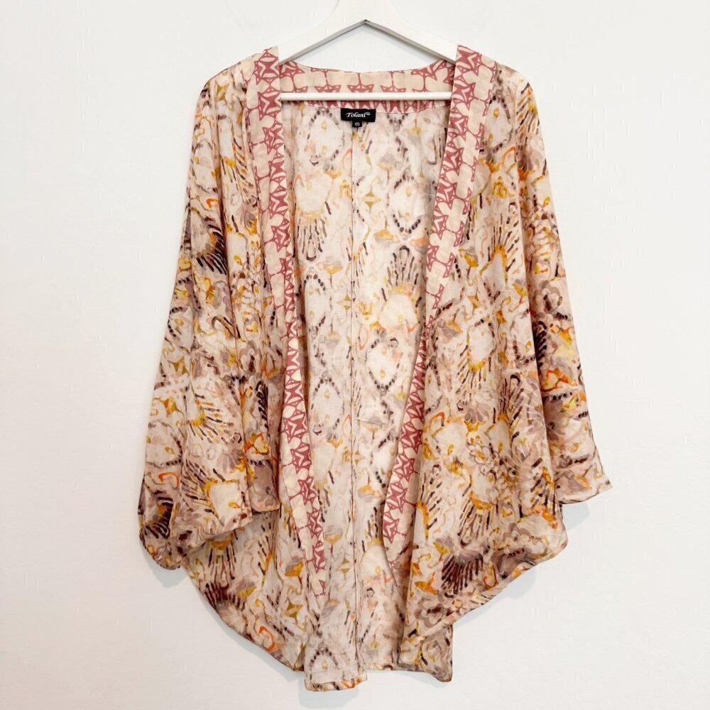 Tolani Sahara Open Front Kimono Cardigan Boho‎ Peasant Prairie Bohemian Western